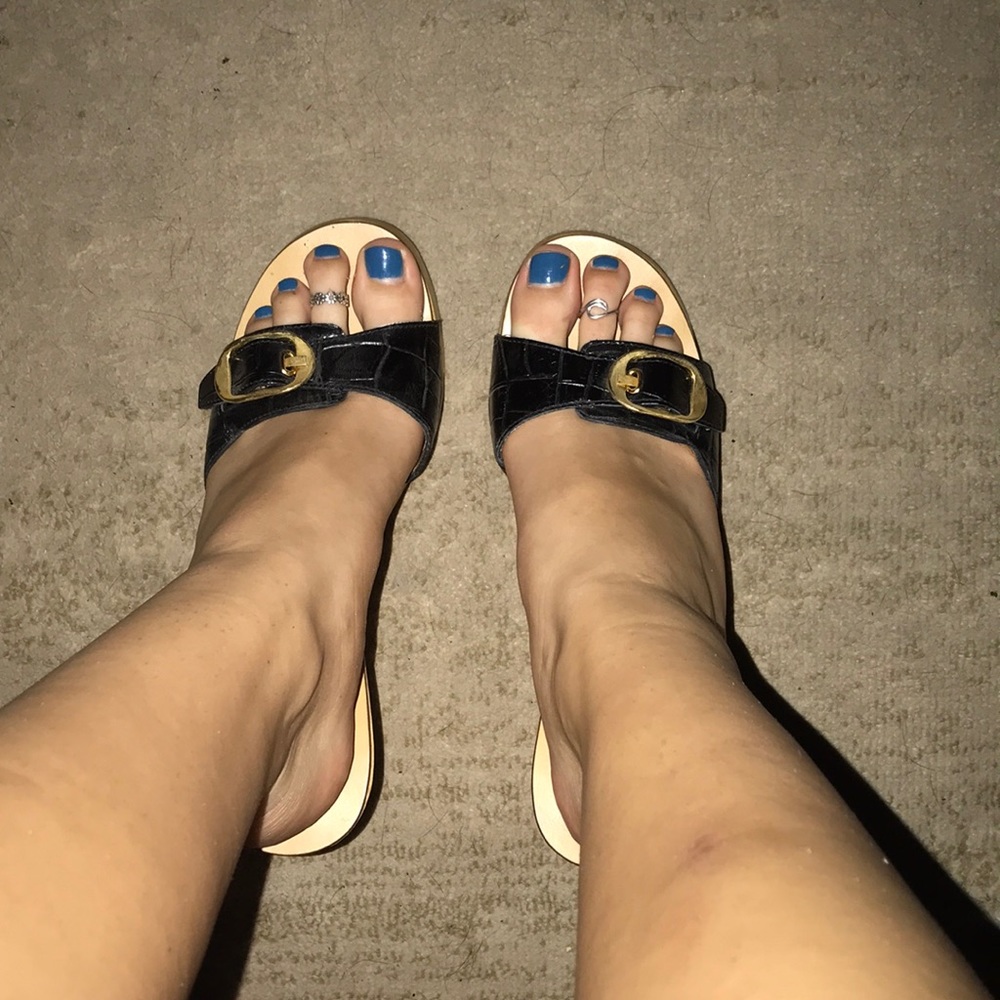 Nine West Black Tan heels.
